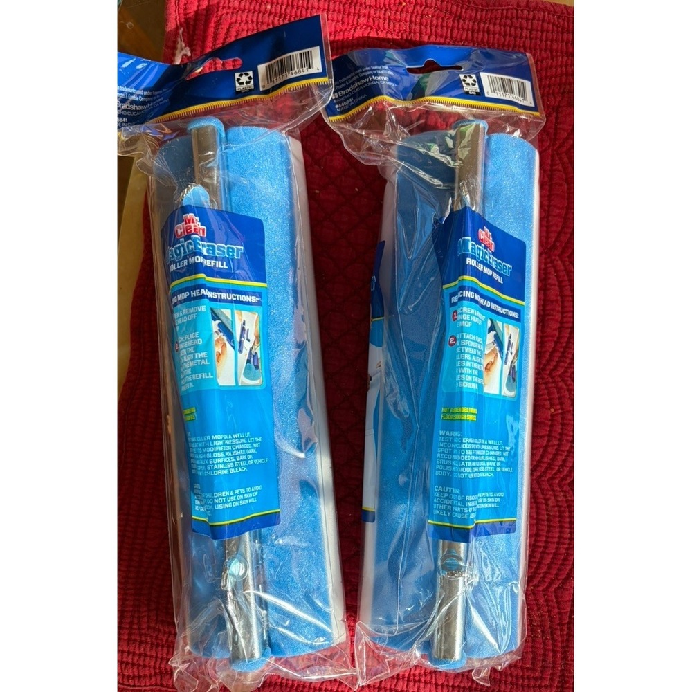 5 Pack Mr. Clean Magic Eraser Blue & White Roller Mop Refill Shoe cleaner basebo - Picture 3 of 4